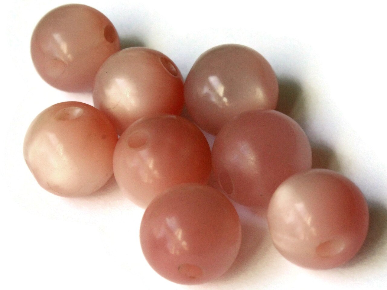8 12mm 1/2 Inch Pink Ball Buttons Vintage Moonglow Lucite Round Buttons